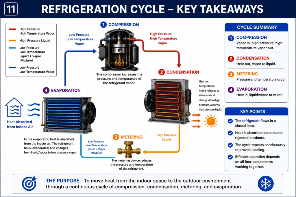 Refrigeration cycle key takeaways.