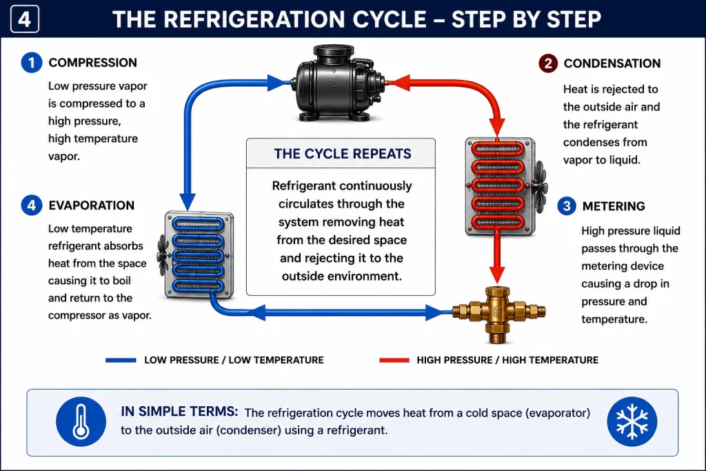The refrigeration cycle - step by step